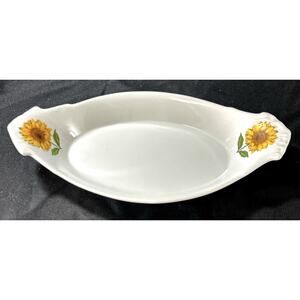 BIA Cordon Bleu Sunflower Oval Baking Dish 9” Decorated USA Oven Proof